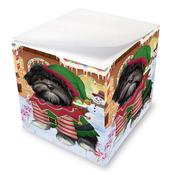 Christmas Gingerbread House Candyfest Lhasa Apso Dog Note Cube NOC54450
