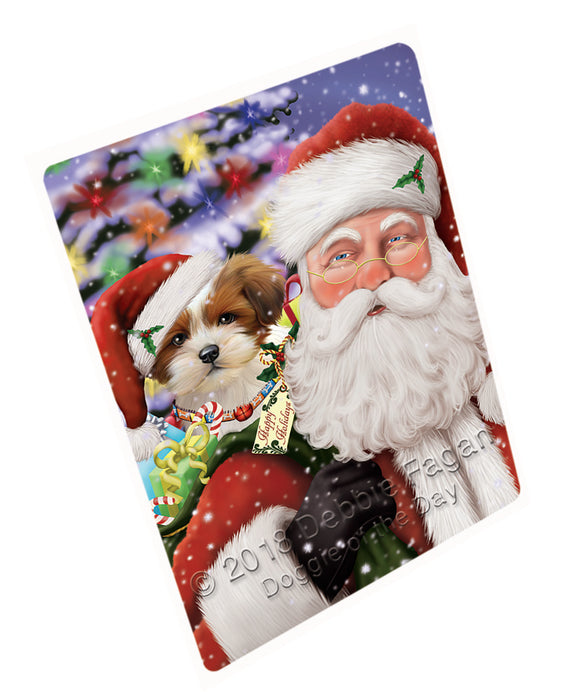 Santa Carrying Lhasa Apso Dog and Christmas Presents Large Refrigerator / Dishwasher Magnet RMAG84864