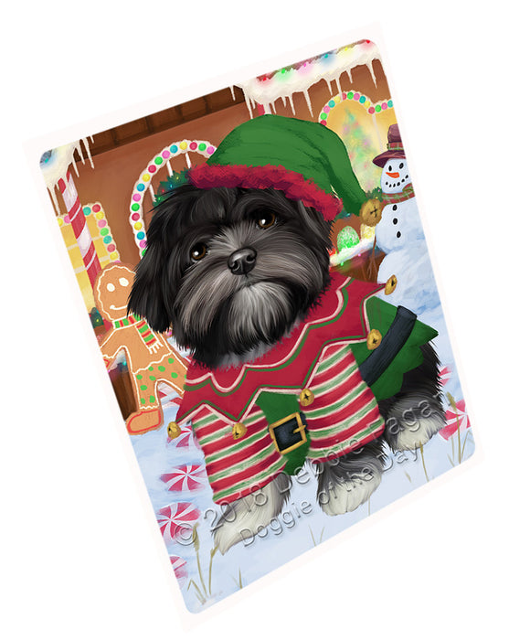Christmas Gingerbread House Candyfest Lhasa Apso Dog Magnet MAG74273 (Small 5.5" x 4.25")