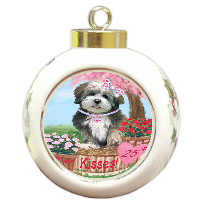 Rosie 25 Cent Kisses Lhasa Apso Dog Round Ball Christmas Ornament RBPOR56316