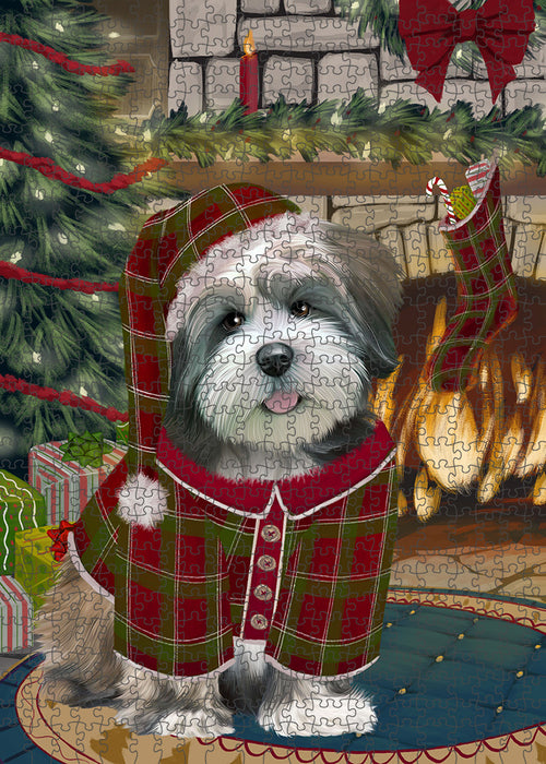 The Stocking was Hung Lhasa Apso Dog Puzzle with Photo Tin PUZL89612