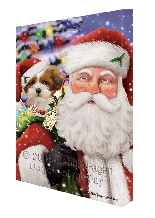 Santa Carrying Lhasa Apso Dog and Christmas Presents Canvas Print Wall Art Décor CVS103823