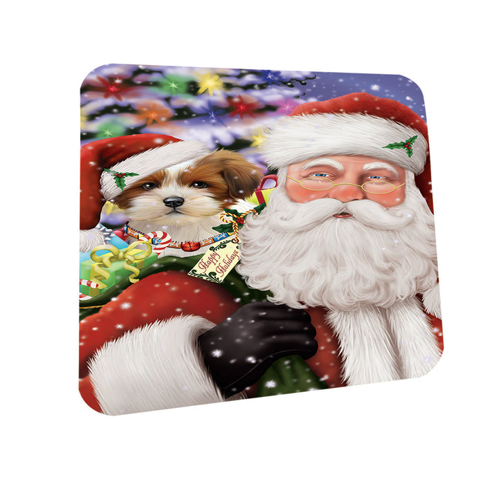 Santa Carrying Lhasa Apso Dog and Christmas Presents Coasters Set of 4 CST53955