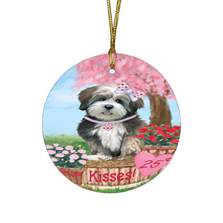Rosie 25 Cent Kisses Lhasa Apso Dog Round Flat Christmas Ornament RFPOR56316