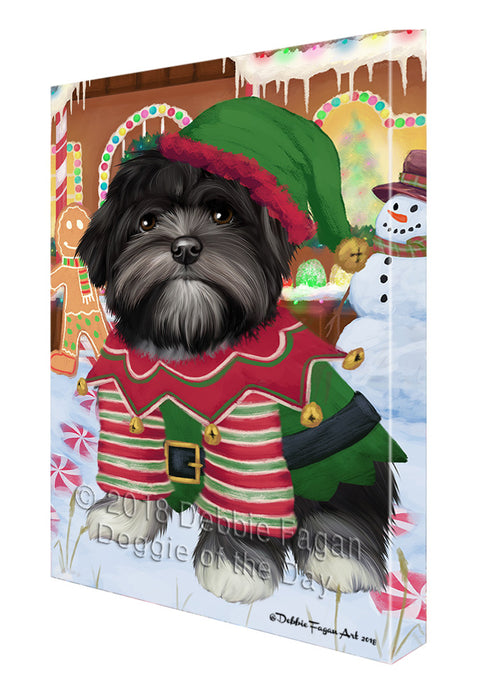 Christmas Gingerbread House Candyfest Lhasa Apso Dog Canvas Print Wall Art Décor CVS129626