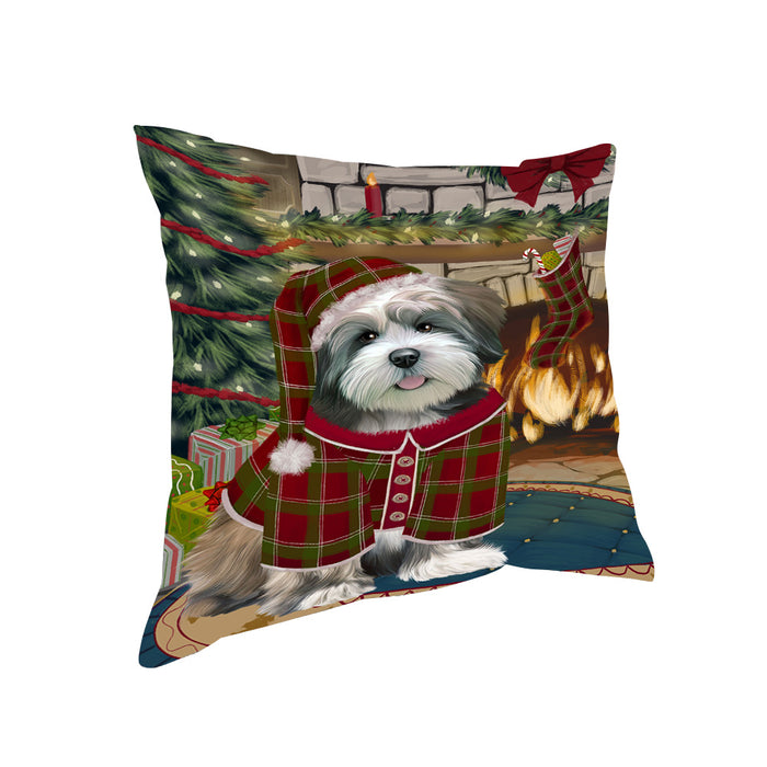 The Stocking was Hung Lhasa Apso Dog Pillow PIL70336