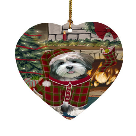 The Stocking was Hung Lhasa Apso Dog Heart Christmas Ornament HPOR55708