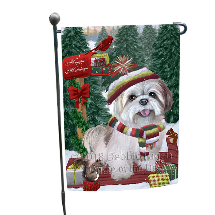 Merry Christmas Woodland Sled Lhasa Apso Dog Garden Flag GFLG55256