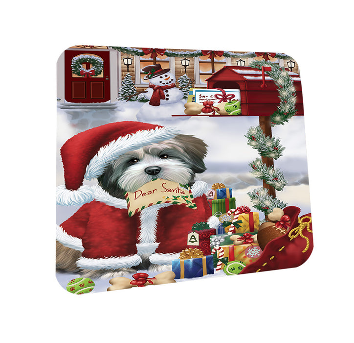 Lhasa Apso Dog Dear Santa Letter Christmas Holiday Mailbox Coasters Set of 4 CST53866