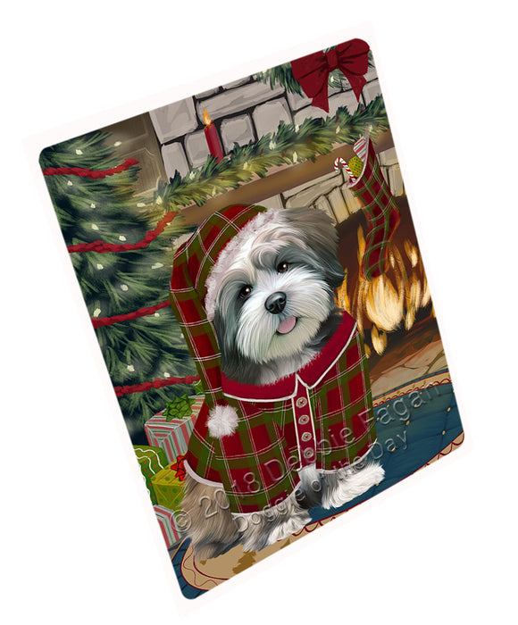 The Stocking was Hung Lhasa Apso Dog Magnet MAG71193 (Small 5.5" x 4.25")