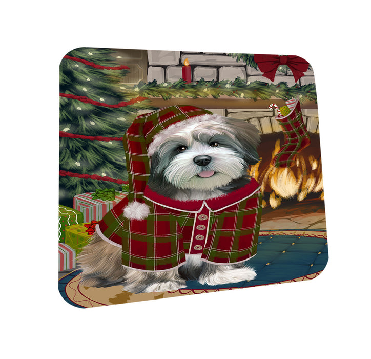 The Stocking was Hung Lhasa Apso Dog Coasters Set of 4 CST55310
