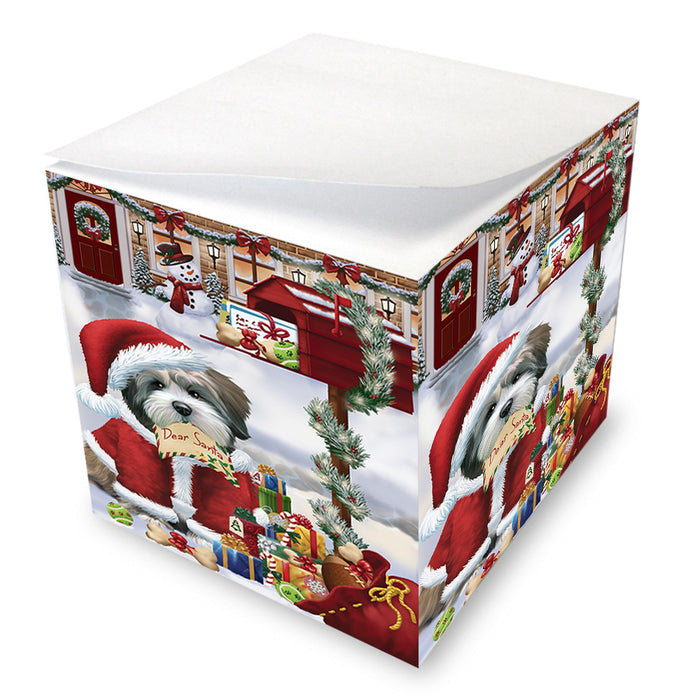 Lhasa Apso Dog Dear Santa Letter Christmas Holiday Mailbox Note Cube NOC55554