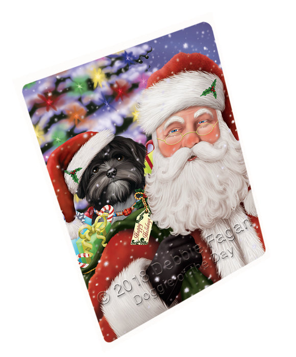 Santa Carrying Lhasa Apso Dog and Christmas Presents Large Refrigerator / Dishwasher Magnet RMAG84870