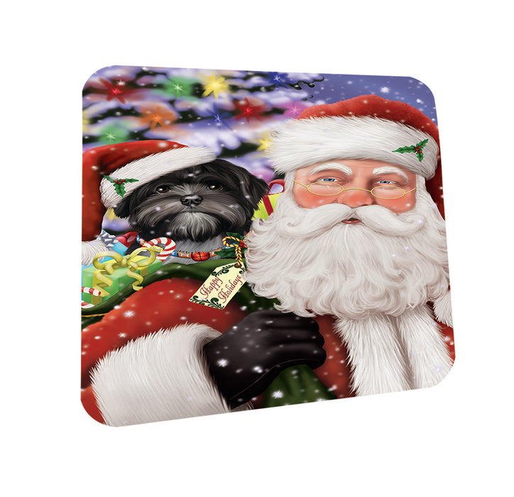 Santa Carrying Lhasa Apso Dog and Christmas Presents Coasters Set of 4 CST53956