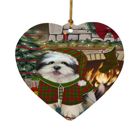 The Stocking was Hung Lhasa Apso Dog Heart Christmas Ornament HPOR55709