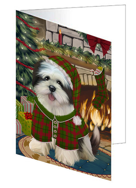 The Stocking was Hung Alaskan Malamute Dog Handmade Artwork Assorted Pets Greeting Cards and Note Cards with Envelopes for All Occasions and Holiday Seasons GCD69989