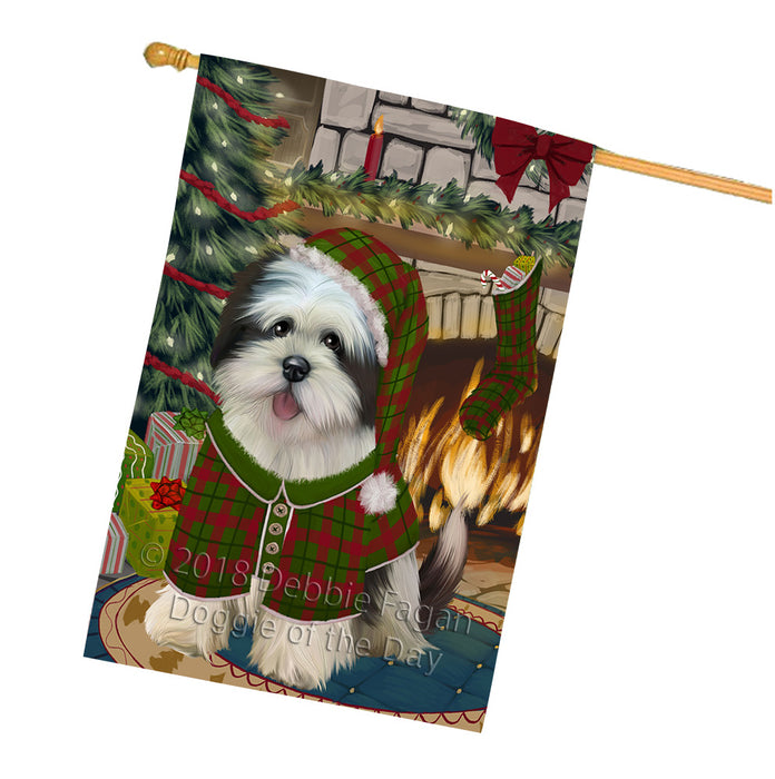 The Stocking was Hung Lhasa Apso Dog House Flag FLG55782