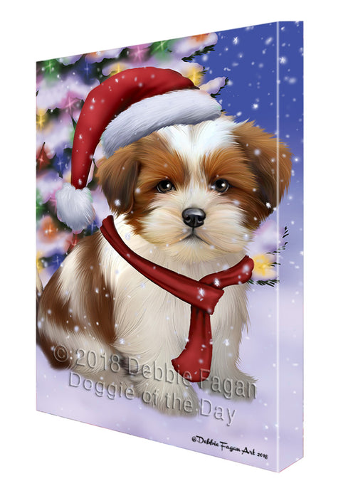 Winterland Wonderland Lhasa Apso Dog In Christmas Holiday Scenic Background  Canvas Print Wall Art Décor CVS98459