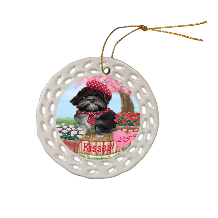 Rosie 25 Cent Kisses Lhasa Apso Dog Ceramic Doily Ornament DPOR56317