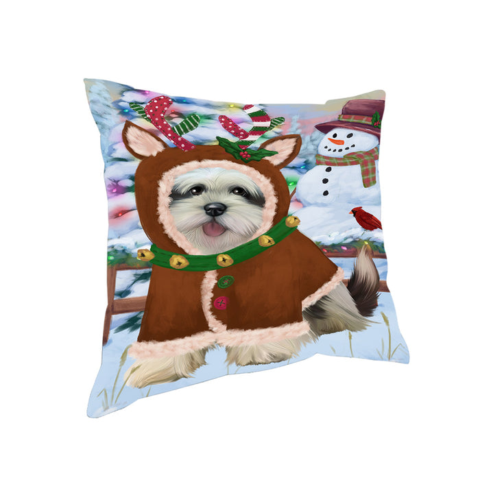 Christmas Gingerbread House Candyfest Lhasa Apso Dog Pillow PIL79808
