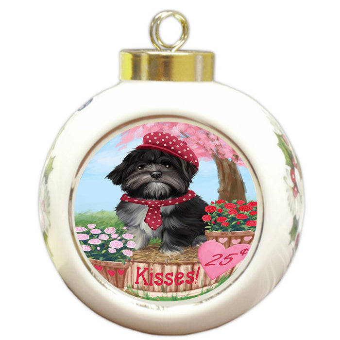 Rosie 25 Cent Kisses Lhasa Apso Dog Round Ball Christmas Ornament RBPOR56317
