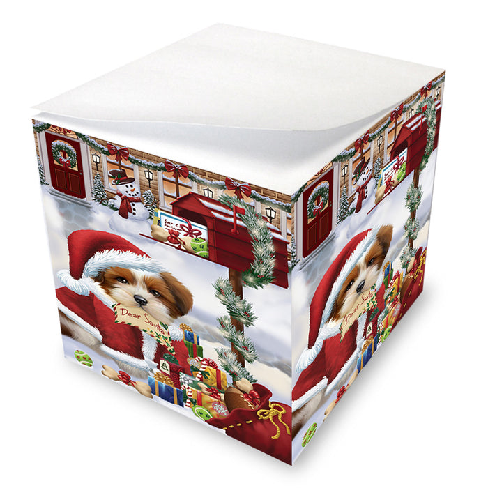 Lhasa Apso Dog Dear Santa Letter Christmas Holiday Mailbox Note Cube NOC55555