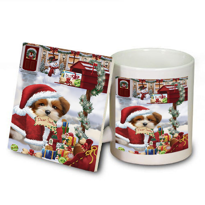 Lhasa Apso Dog Dear Santa Letter Christmas Holiday Mailbox Mug and Coaster Set MUC53901