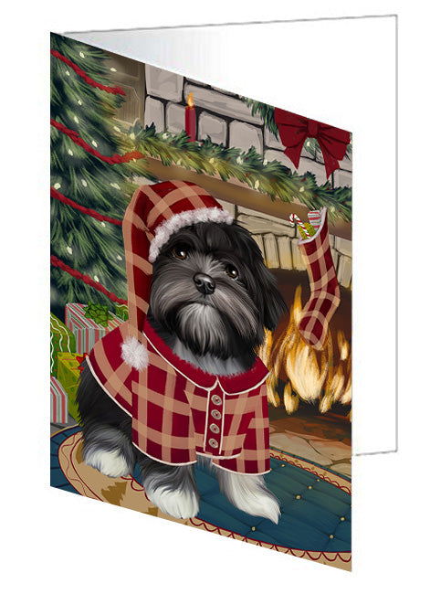 The Stocking was Hung Alaskan Malamute Dog Handmade Artwork Assorted Pets Greeting Cards and Note Cards with Envelopes for All Occasions and Holiday Seasons GCD69986