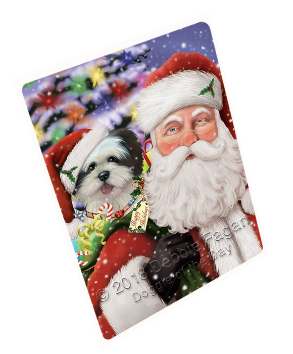 Santa Carrying Lhasa Apso Dog and Christmas Presents Large Refrigerator / Dishwasher Magnet RMAG84876