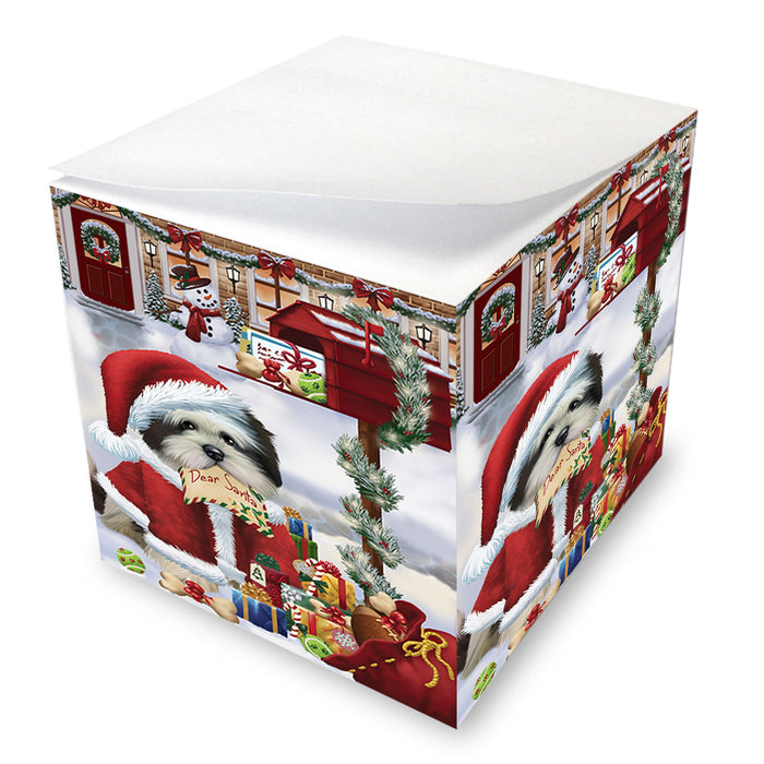 Lhasa Apso Dog Dear Santa Letter Christmas Holiday Mailbox Note Cube NOC55556