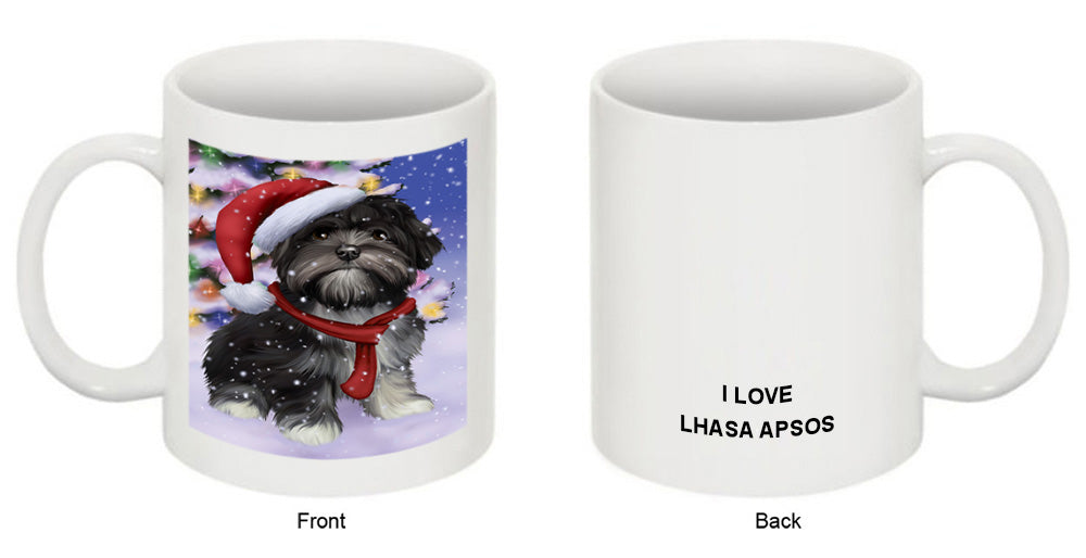 Winterland Wonderland Lhasa Apso Dog In Christmas Holiday Scenic Background  Coffee Mug MUG48800
