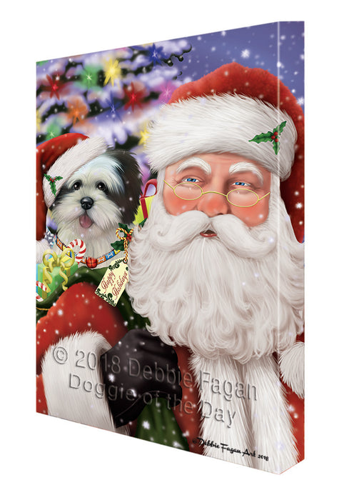 Santa Carrying Lhasa Apso Dog and Christmas Presents Canvas Print Wall Art Décor CVS103841