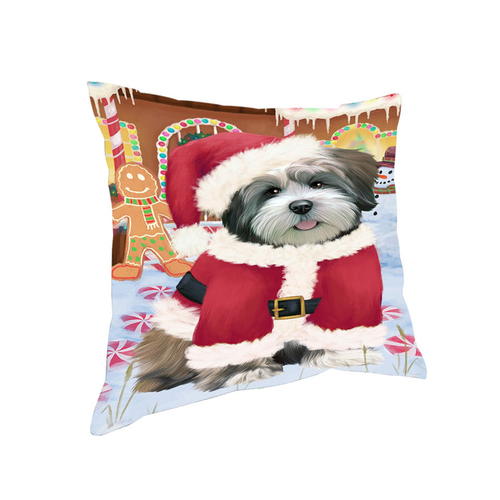 Christmas Gingerbread House Candyfest Lhasa Apso Dog Pillow PIL79812