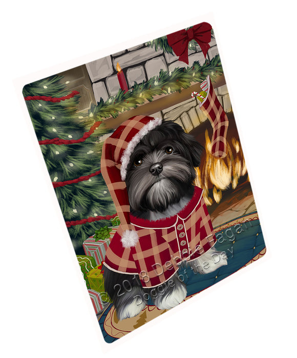 The Stocking was Hung Lhasa Apso Dog Magnet MAG71199 (Small 5.5" x 4.25")