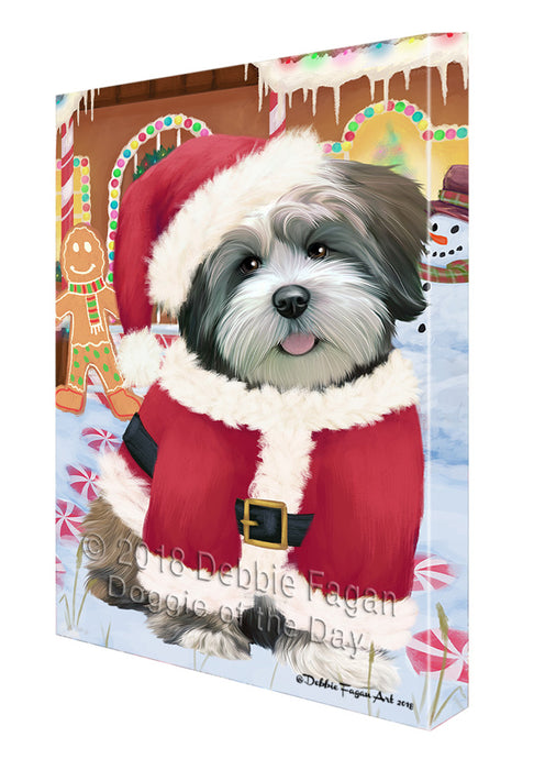 Christmas Gingerbread House Candyfest Lhasa Apso Dog Canvas Print Wall Art Décor CVS129644
