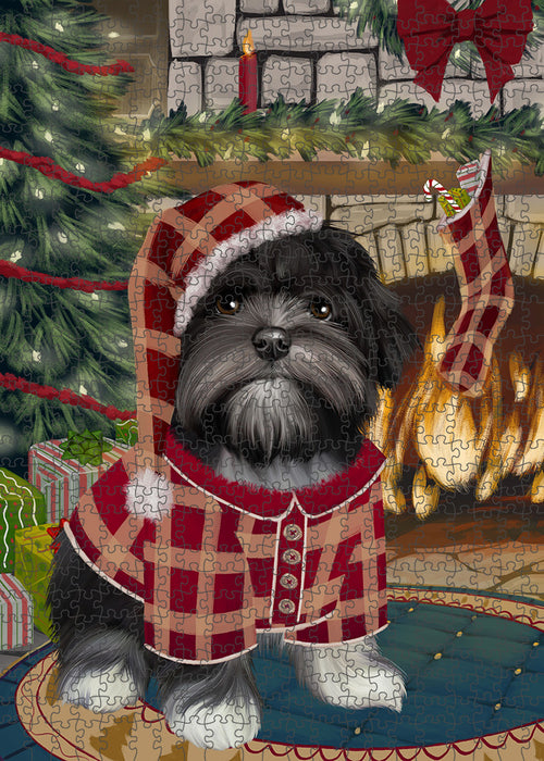 The Stocking was Hung Lhasa Apso Dog Puzzle with Photo Tin PUZL89620