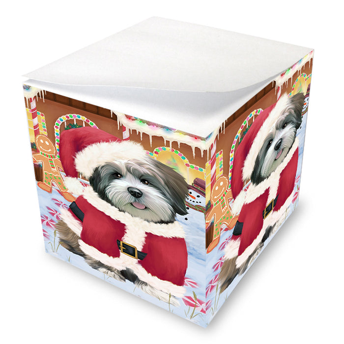 Christmas Gingerbread House Candyfest Lhasa Apso Dog Note Cube NOC54452