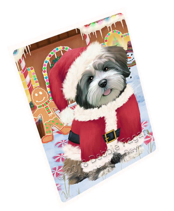 Christmas Gingerbread House Candyfest Lhasa Apso Dog Magnet MAG74279 (Small 5.5" x 4.25")