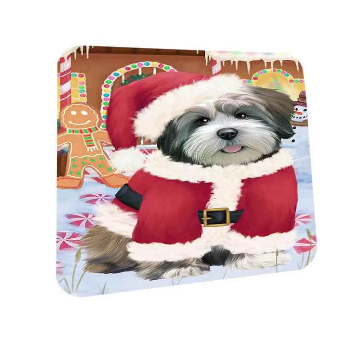 Christmas Gingerbread House Candyfest Lhasa Apso Dog Coasters Set of 4 CST56338