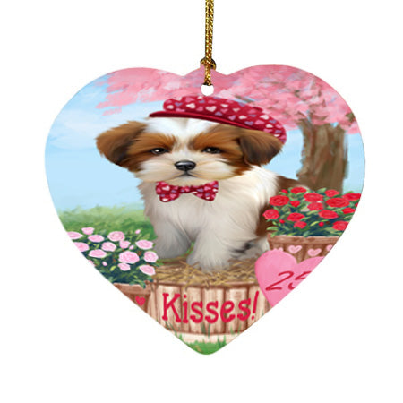 Rosie 25 Cent Kisses Lhasa Apso Dog Heart Christmas Ornament HPOR56319