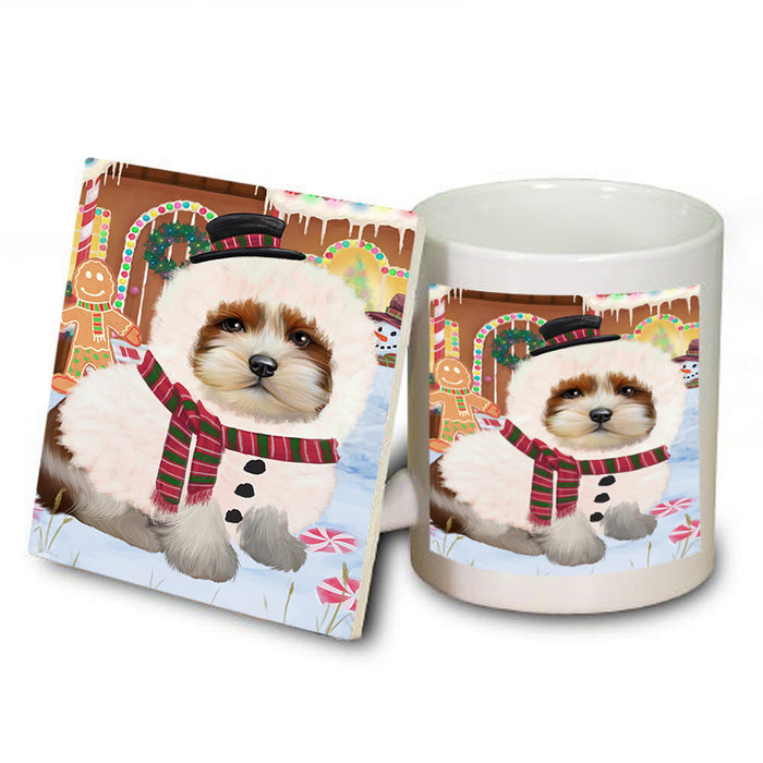 Christmas Gingerbread House Candyfest Lhasa Apso Dog Mug and Coaster Set MUC56373