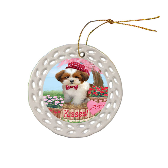 Rosie 25 Cent Kisses Lhasa Apso Dog Ceramic Doily Ornament DPOR56319