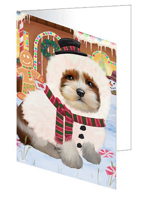 Christmas Gingerbread House Candyfest Lhasa Apso Dog Handmade Artwork Assorted Pets Greeting Cards and Note Cards with Envelopes for All Occasions and Holiday Seasons GCD73658