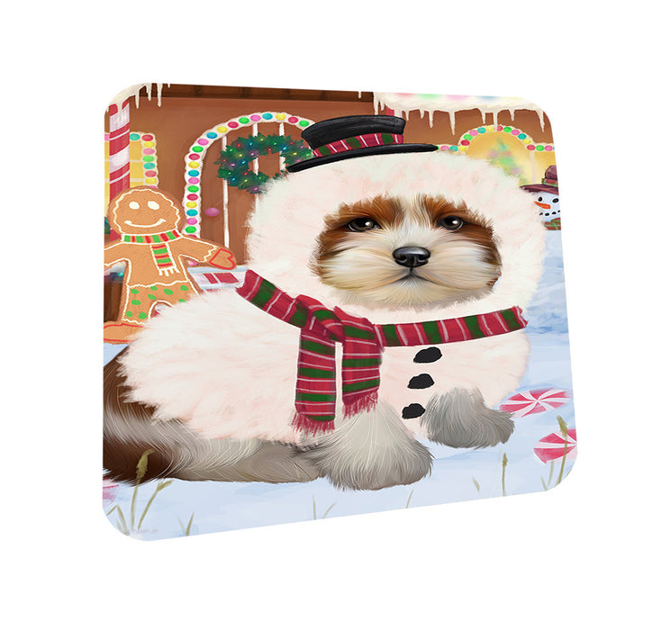 Christmas Gingerbread House Candyfest Lhasa Apso Dog Coasters Set of 4 CST56339
