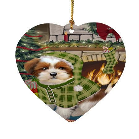 The Stocking was Hung Lhasa Apso Dog Heart Christmas Ornament HPOR55711