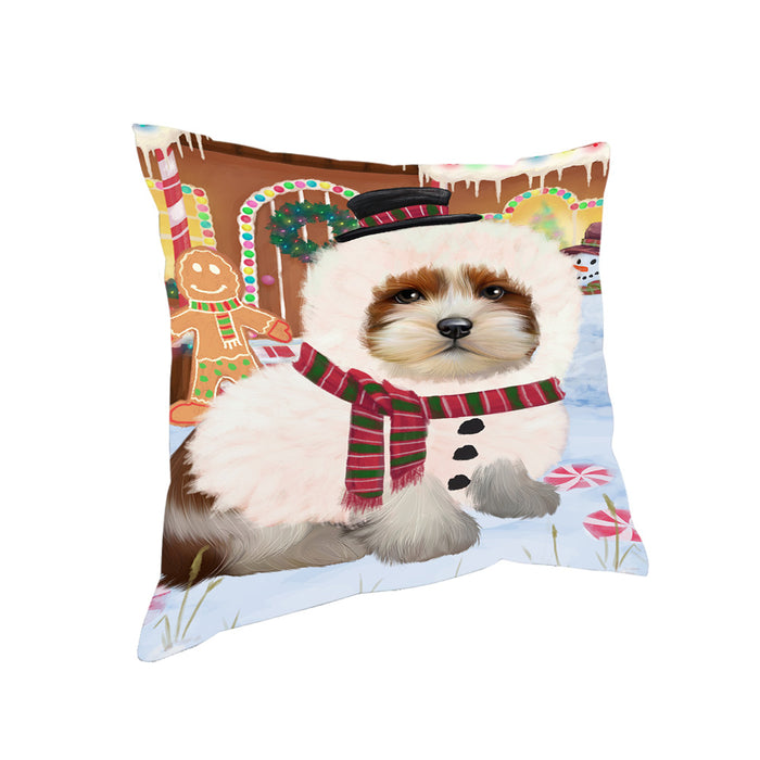 Christmas Gingerbread House Candyfest Lhasa Apso Dog Pillow PIL79816