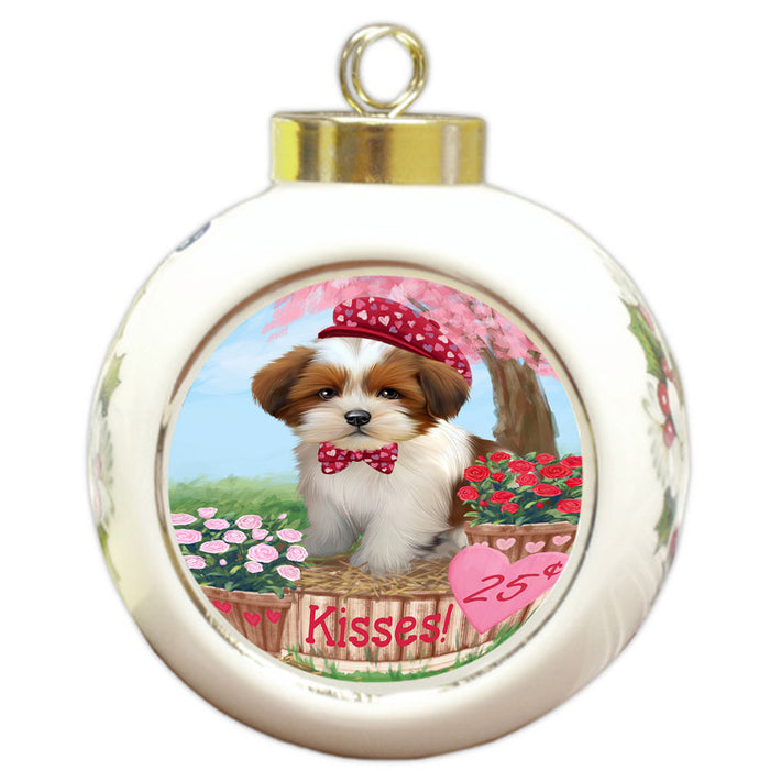 Rosie 25 Cent Kisses Lhasa Apso Dog Round Ball Christmas Ornament RBPOR56319