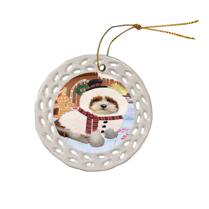 Christmas Gingerbread House Candyfest Lhasa Apso Dog Ceramic Doily Ornament DPOR56737