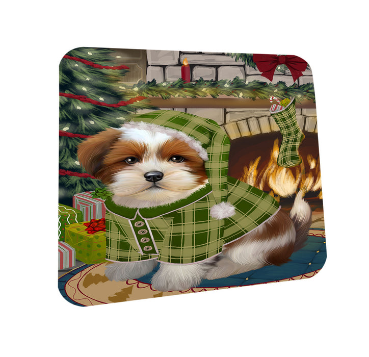 The Stocking was Hung Lhasa Apso Dog Coasters Set of 4 CST55313