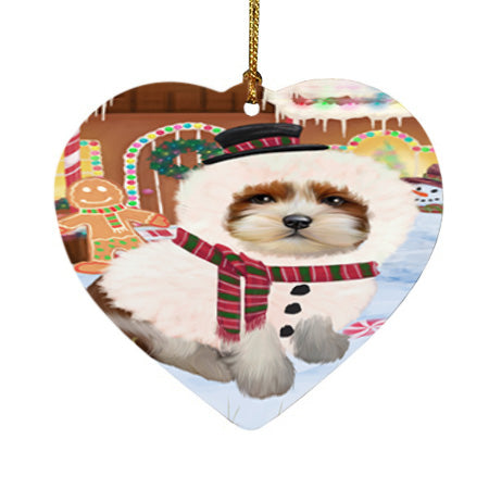 Christmas Gingerbread House Candyfest Lhasa Apso Dog Heart Christmas Ornament HPOR56737